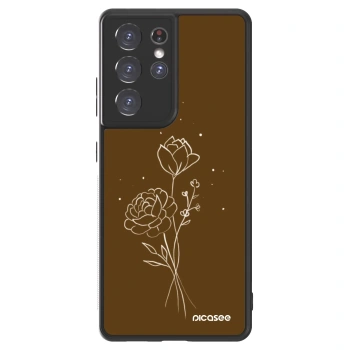 Szilikon tok erre a típusra Samsung Galaxy S21 Ultra 5G G998B - Brown flowers