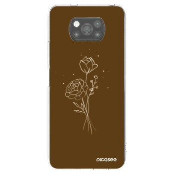 Picasee fekete szilikon tok az alábbi mobiltelefonokra Xiaomi Poco X3 Pro - Brown flowers