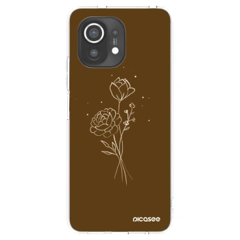 Picasee átlátszó szilikon tok az alábbi mobiltelefonokra Xiaomi Mi 11 - Brown flowers