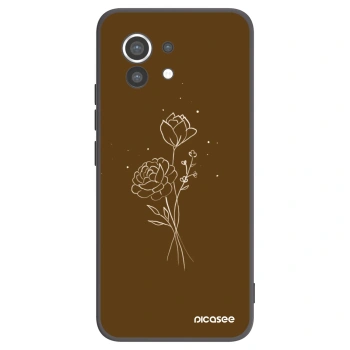 Picasee fekete szilikon tok az alábbi mobiltelefonokra Xiaomi Mi 11 - Brown flowers