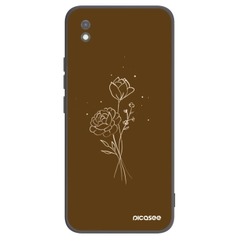 Picasee fekete szilikon tok az alábbi mobiltelefonokra Xiaomi Redmi 9AT - Brown flowers