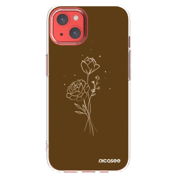 Picasee átlátszó szilikon tok az alábbi mobiltelefonokra Apple iPhone 13 - Brown flowers