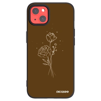 Picasee fekete szilikon tok az alábbi mobiltelefonokra Apple iPhone 13 - Brown flowers