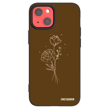 Picasee fekete szilikon tok az alábbi mobiltelefonokra Apple iPhone 13 mini - Brown flowers