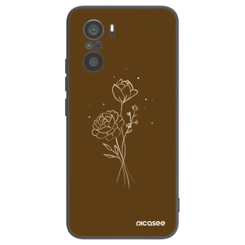 Picasee fekete szilikon tok az alábbi mobiltelefonokra Xiaomi Poco F3 - Brown flowers