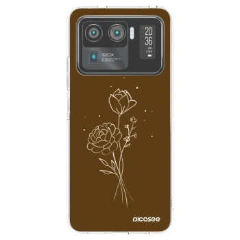 Picasee átlátszó szilikon tok az alábbi mobiltelefonokra Xiaomi Mi 11 Ultra - Brown flowers