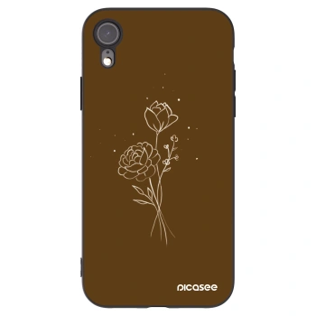 Picasee fekete szilikon tok az alábbi mobiltelefonokra Apple iPhone XR - Brown flowers