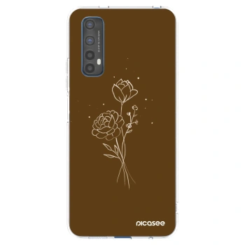 Picasee átlátszó szilikon tok az alábbi mobiltelefonokra Realme 7 - Brown flowers