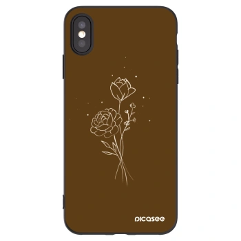 Picasee fekete szilikon tok az alábbi mobiltelefonokra Apple iPhone XS Max - Brown flowers