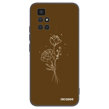 Picasee fekete szilikon tok az alábbi mobiltelefonokra Xiaomi Redmi 10 - Brown flowers
