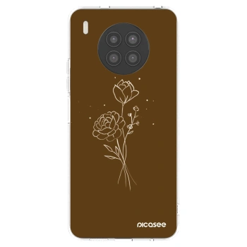 Picasee átlátszó szilikon tok az alábbi mobiltelefonokra Huawei Nova 8i - Brown flowers