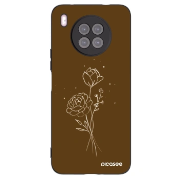 Picasee fekete szilikon tok az alábbi mobiltelefonokra Huawei Nova 8i - Brown flowers
