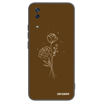 Picasee fekete szilikon tok az alábbi mobiltelefonokra Vivo Y11s - Brown flowers