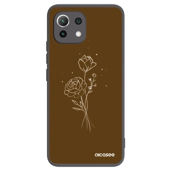 Picasee fekete szilikon tok az alábbi mobiltelefonokra Xiaomi 11 Lite 5G NE - Brown flowers