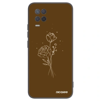 Picasee fekete szilikon tok az alábbi mobiltelefonokra Realme 8 5G - Brown flowers