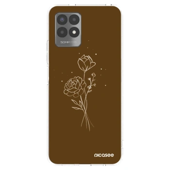 Picasee átlátszó szilikon tok az alábbi mobiltelefonokra Realme 8i - Brown flowers