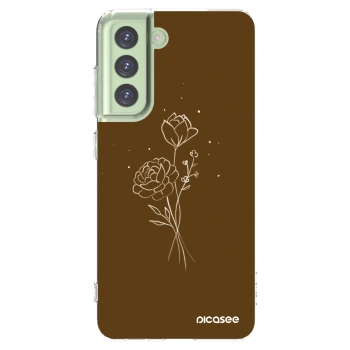 Picasee átlátszó szilikon tok az alábbi mobiltelefonokra Samsung Galaxy S21 FE 5G - Brown flowers