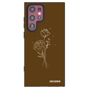Picasee fekete szilikon tok az alábbi mobiltelefonokra Samsung Galaxy S22 Ultra 5G - Brown flowers