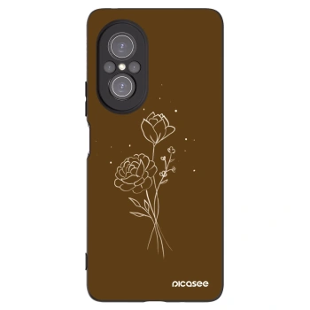 Picasee fekete szilikon tok az alábbi mobiltelefonokra Huawei Nova 9 SE - Brown flowers