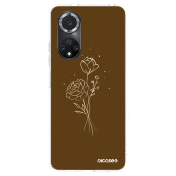 Picasee átlátszó szilikon tok az alábbi mobiltelefonokra Huawei Nova 9 SE - Brown flowers