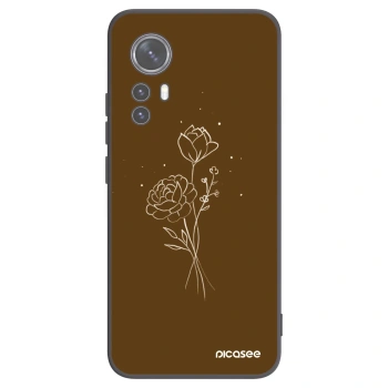 Picasee fekete szilikon tok az alábbi mobiltelefonokra Xiaomi 12 - Brown flowers
