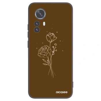 Picasee fekete szilikon tok az alábbi mobiltelefonokra Xiaomi 12 Pro - Brown flowers