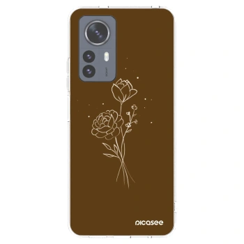 Picasee átlátszó szilikon tok az alábbi mobiltelefonokra Xiaomi 12 Pro - Brown flowers