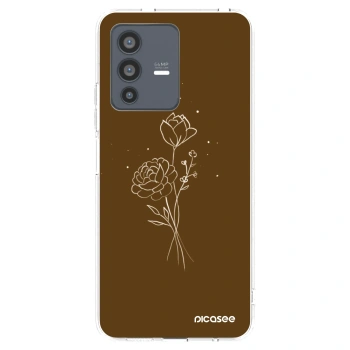Picasee átlátszó szilikon tok az alábbi mobiltelefonokra Vivo V23 5G - Brown flowers