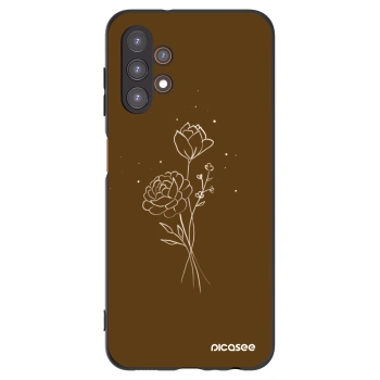 Picasee fekete szilikon tok az alábbi mobiltelefonokra Samsung Galaxy A13 4G A135 - Brown flowers