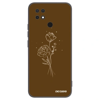 Picasee fekete szilikon tok az alábbi mobiltelefonokra Xiaomi Redmi 10C - Brown flowers