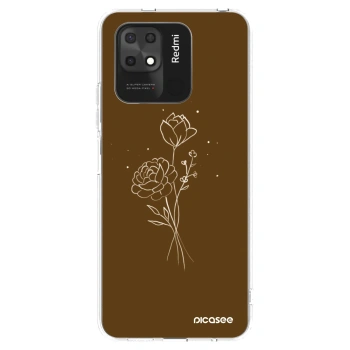 Picasee átlátszó szilikon tok az alábbi mobiltelefonokra Xiaomi Redmi 10C - Brown flowers
