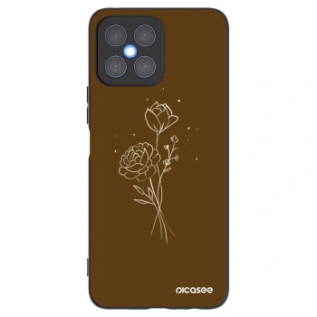 Picasee fekete szilikon tok az alábbi mobiltelefonokra Honor X8 4G - Brown flowers