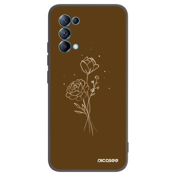 Picasee fekete szilikon tok az alábbi mobiltelefonokra OPPO Reno 5 5G - Brown flowers