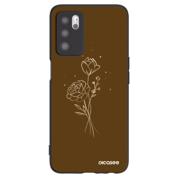 Picasee fekete szilikon tok az alábbi mobiltelefonokra OPPO A16 - Brown flowers