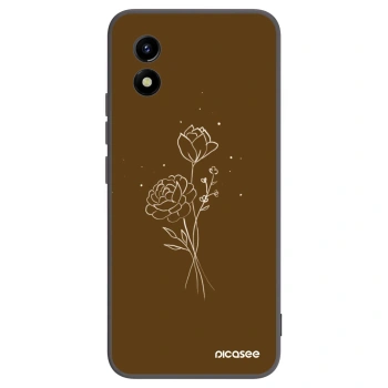 Picasee fekete szilikon tok az alábbi mobiltelefonokra Vivo Y01 - Brown flowers