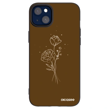 Picasee fekete szilikon tok az alábbi mobiltelefonokra Apple iPhone 14 Plus - Brown flowers