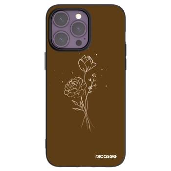 Picasee fekete szilikon tok az alábbi mobiltelefonokra Apple iPhone 14 Pro Max - Brown flowers