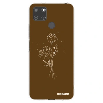 Picasee átlátszó szilikon tok az alábbi mobiltelefonokra Realme C21Y - Brown flowers