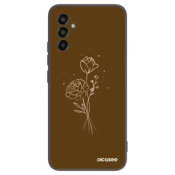 Picasee fekete szilikon tok az alábbi mobiltelefonokra Samsung Galaxy M13 M135F - Brown flowers
