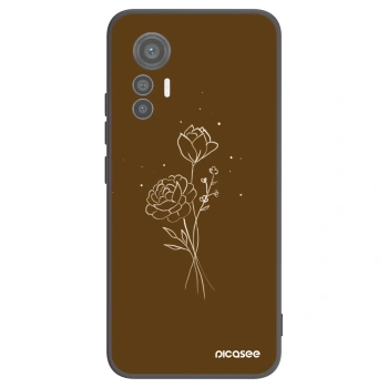 Picasee fekete szilikon tok az alábbi mobiltelefonokra Xiaomi 12 Lite - Brown flowers