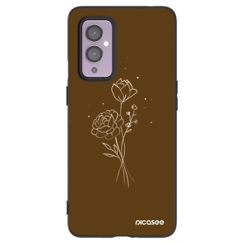 Picasee fekete szilikon tok az alábbi mobiltelefonokra OnePlus 9 - Brown flowers