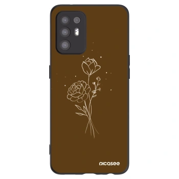 Picasee fekete szilikon tok az alábbi mobiltelefonokra OPPO A94 5G - Brown flowers