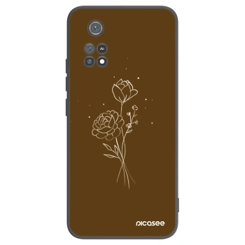 Picasee fekete szilikon tok az alábbi mobiltelefonokra Xiaomi Poco M4 Pro - Brown flowers