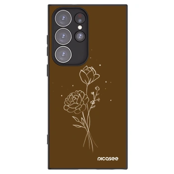 Picasee fekete szilikon tok az alábbi mobiltelefonokra Samsung Galaxy S23 Ultra 5G - Brown flowers