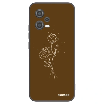 Picasee fekete szilikon tok az alábbi mobiltelefonokra Xiaomi Poco X5 - Brown flowers