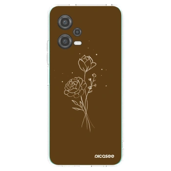Picasee átlátszó szilikon tok az alábbi mobiltelefonokra Xiaomi Poco X5 - Brown flowers