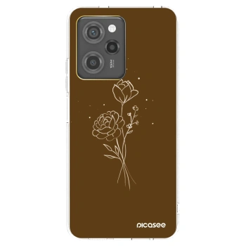 Picasee fekete szilikon tok az alábbi mobiltelefonokra Xiaomi Poco X5 Pro - Brown flowers