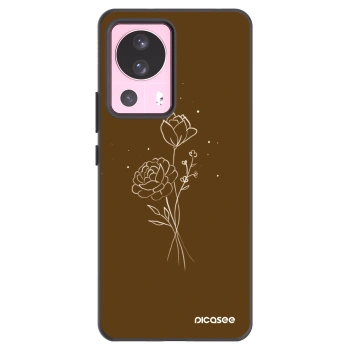 Picasee fekete szilikon tok az alábbi mobiltelefonokra Xiaomi 13 Lite - Brown flowers