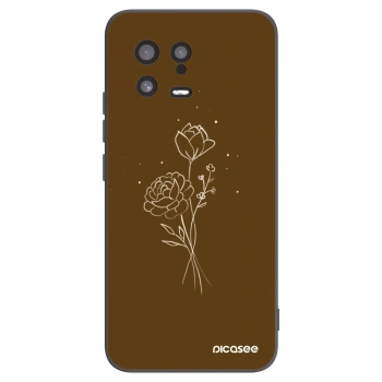 Picasee fekete szilikon tok az alábbi mobiltelefonokra Xiaomi 13 - Brown flowers
