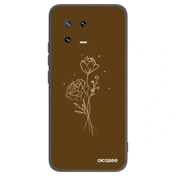 Picasee fekete szilikon tok az alábbi mobiltelefonokra Xiaomi 13 Pro - Brown flowers